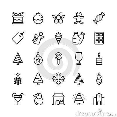 Christmas, Halloween, Party and Celebration Line Vector Icons 8 Stock Photo